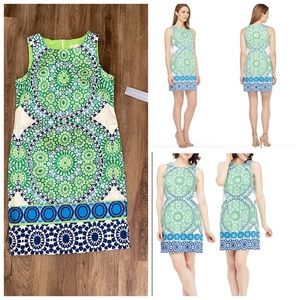 London Times Mandala Print Sleeveless Shift Dress.